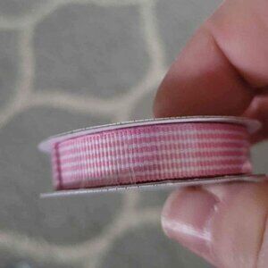 Pink and White Striped Crafting Ribbon